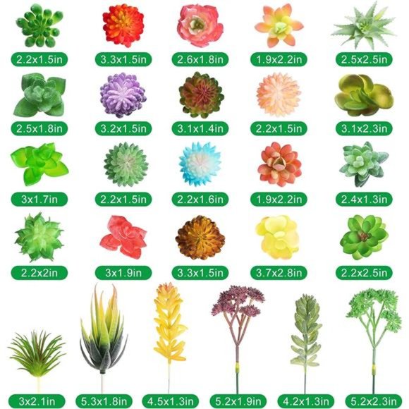 50 Pcs Bulk Mini Artificial Succulents Plants Assorted Unpotted Realistic Plants - Picture 6 of 6